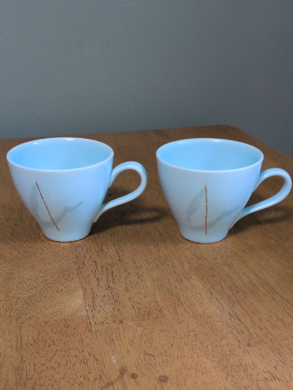Light Blue Porcelain Teacup Set - Pair